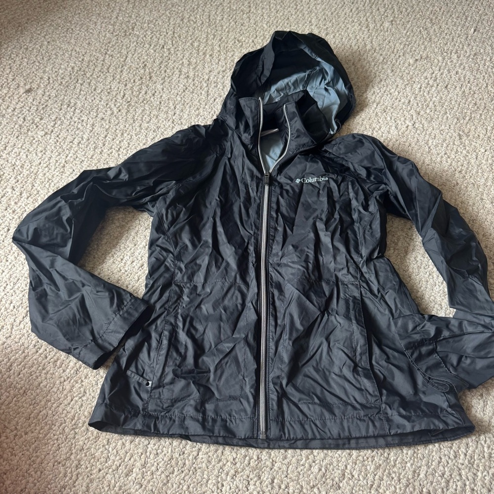 Columbia Black Rain Jacket Hooded
